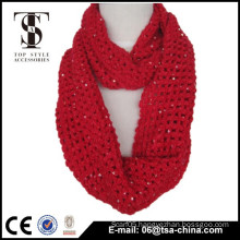 Hot sale solid color knitting winter warm loop scarf beads mix scarf